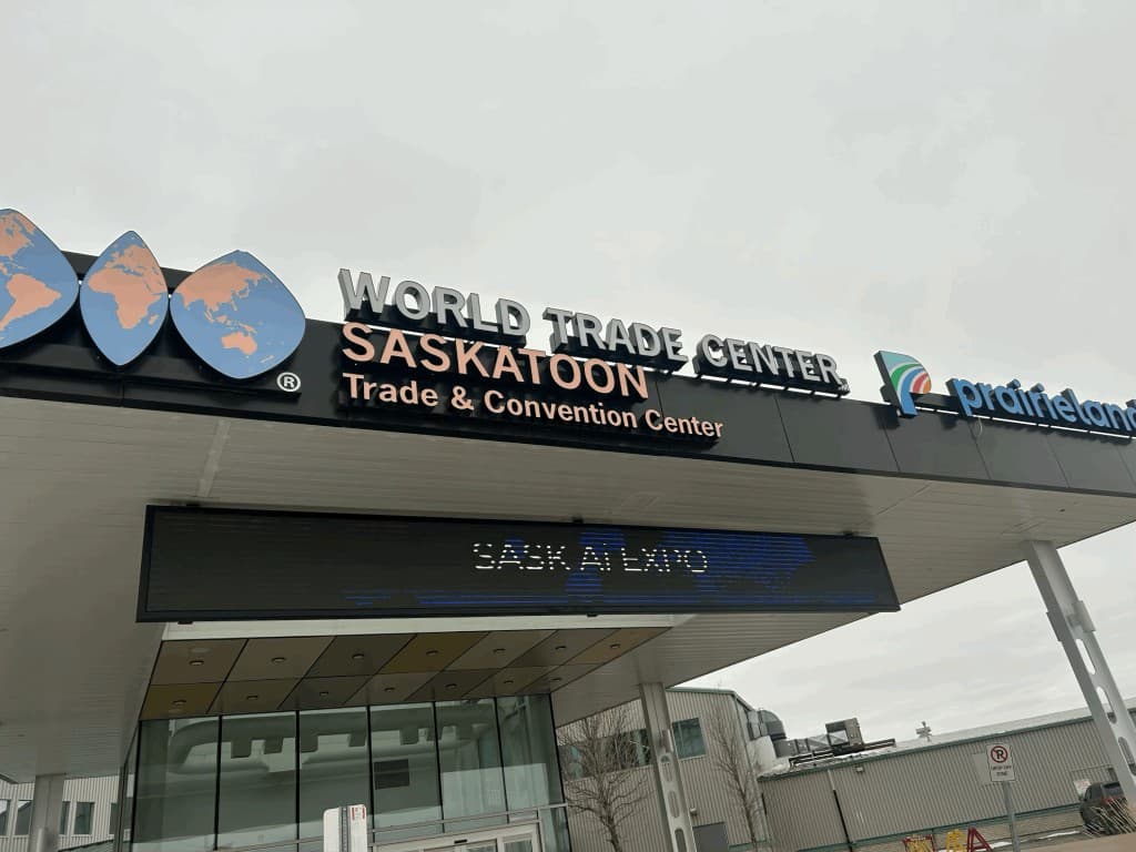 World Trade Center Saskatoon marquee during SASK AI EXPO